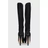 Black suede stiletto boots