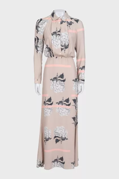 Silk maxi dress in floral print