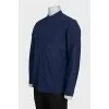 Men's blue straight-cut button-down shirt