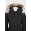 Black parka with a fur hood
