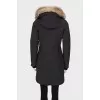 Black parka with a fur hood