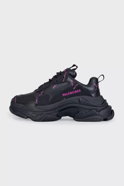 Black sneakers with contrasting Triple S logo