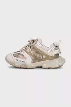 Gray Track sneakers made of mixed material