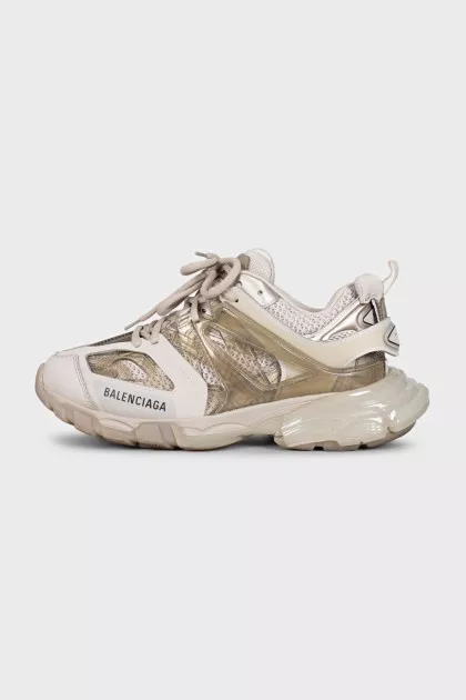Gray Track sneakers made of mixed material