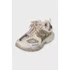 Gray Track sneakers made of mixed material
