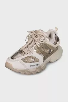 Gray Track sneakers made of mixed material