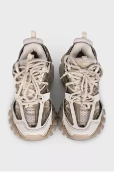 Gray Track sneakers made of mixed material