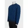 Men's blue jumper with a 3D print