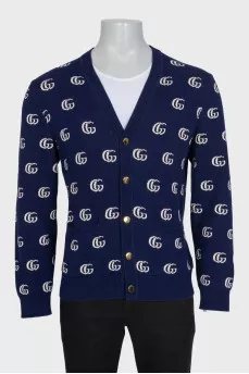 Men's cardigan with a signature print