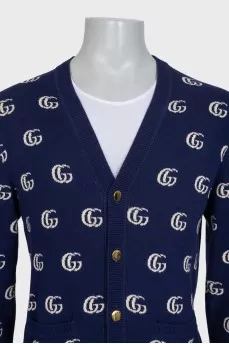 Men's cardigan with a signature print