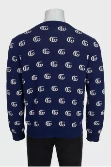 Men's cardigan with a signature print