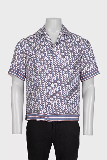 Men's short sleeve silk shirt