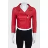 Cropped red leather jacket
