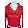 Cropped red leather jacket