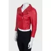 Cropped red leather jacket