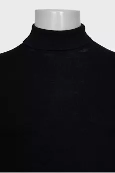 Men's black wool turtleneck with a straight cut