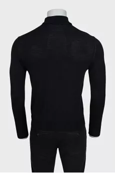 Men's black wool turtleneck with a straight cut