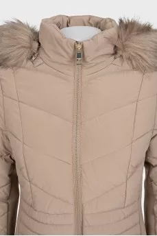 Fitted brown down jacket with tag