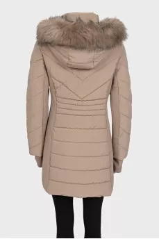 Fitted brown down jacket with tag
