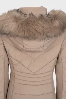 Fitted brown down jacket with tag