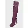 Purple leather stiletto boots