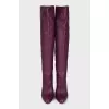 Purple leather stiletto boots