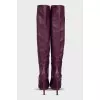 Purple leather stiletto boots