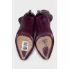 Purple leather stiletto boots