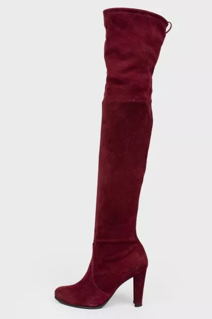 Over the knee boots with lacing at the top