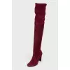 Over the knee boots with lacing at the top