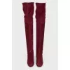 Over the knee boots with lacing at the top
