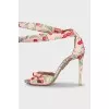 Printed textile sandals with laces