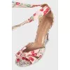 Printed textile sandals with laces