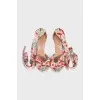Printed textile sandals with laces