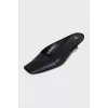 Leather mules with a medium heel
