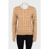 Brown cardigan with gold buttons