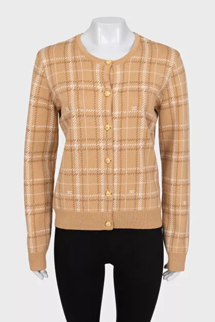 Brown cardigan with gold buttons