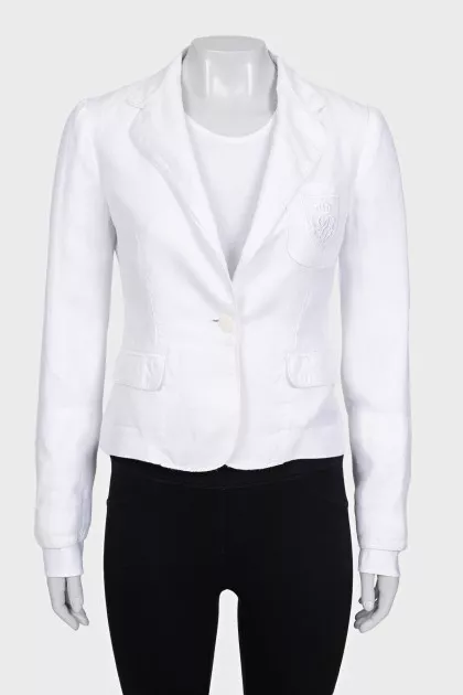 White cropped jacket with embroidery