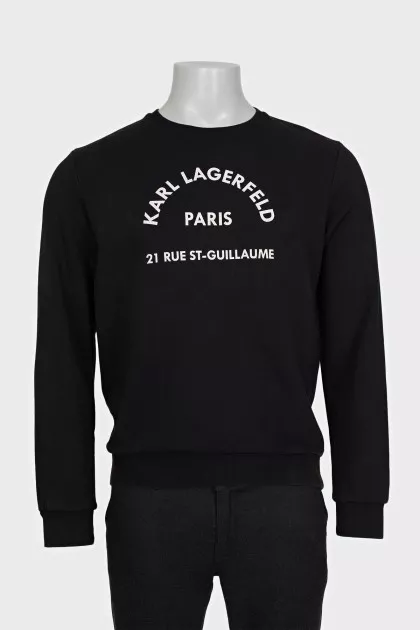 Men's black sweatshirt with a contrasting logo