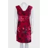 Floral print dress with drapery