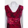 Floral print dress with drapery