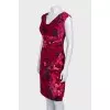 Floral print dress with drapery