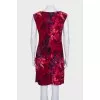 Floral print dress with drapery