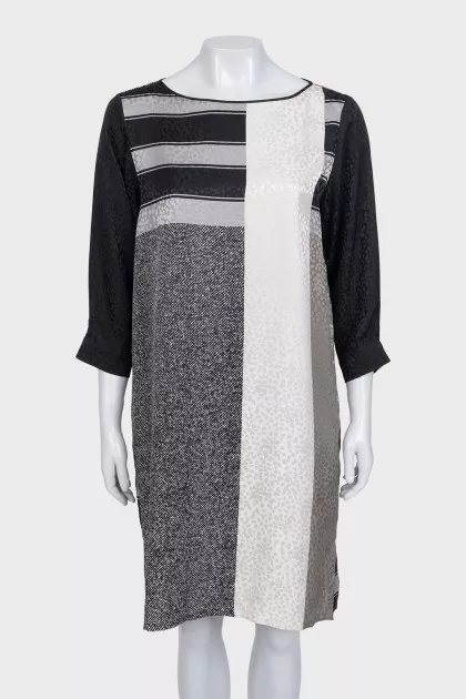 Silk printed loose dress