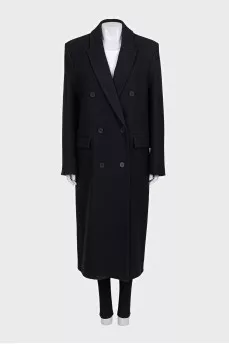 Straight wool coat with buttons