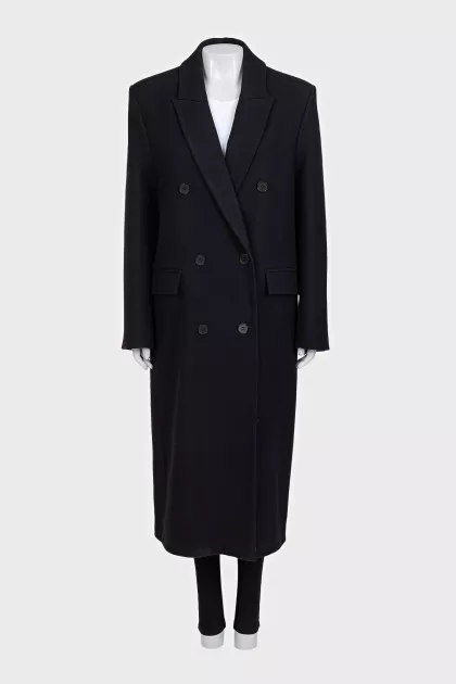Straight wool coat with buttons