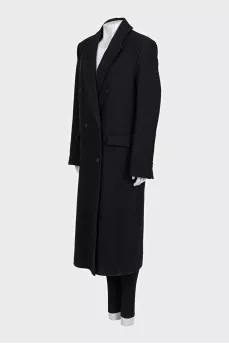 Straight wool coat with buttons