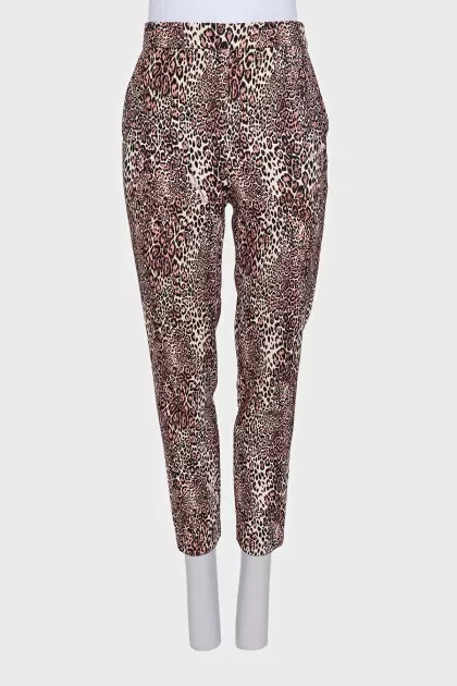 Tapered brown animal print trousers