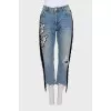 Blue jeans with fringe and embroidery