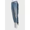 Blue jeans with fringe and embroidery